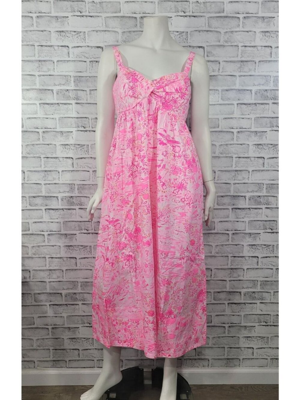 NWOT Lilly Pulitzer Azora Midi Dress Peony Pink Seaside Scene Pockets Size 8